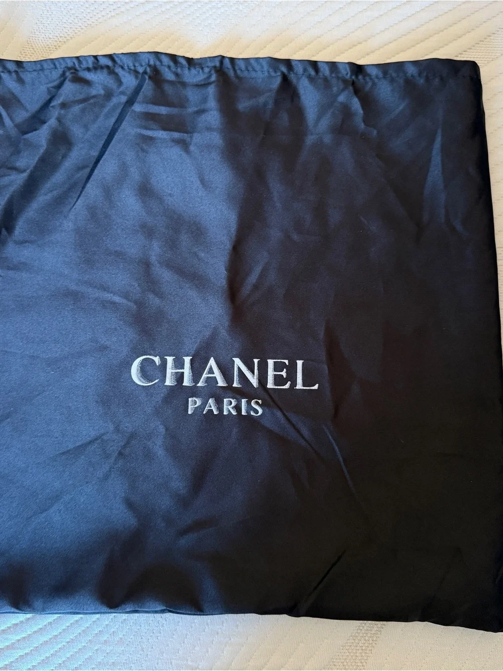 Chanel Paris Black Dust Bag 14” X 13.5” Purse Handbag Purse Belt Storage Bag